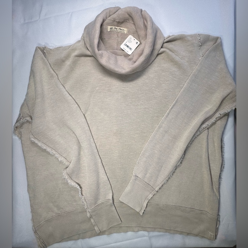 We The Free Women's Taupe Cowl Neck Sweater - Picture 3 of 9